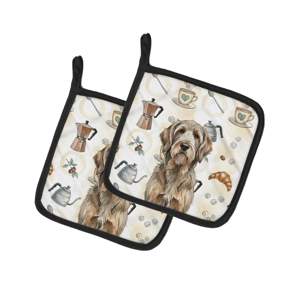 Picture of Carolines Treasures WDK7539PTHD 7.5 x 7.5 in. Grizzle & Tan Otterhound Coffee Bar Pair of Pot Holders