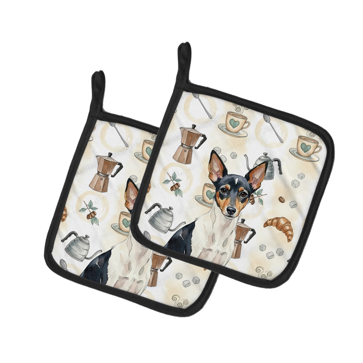 Picture of Carolines Treasures WDK7645PTHD 7.5 x 7.5 in. Toy Fox Terrier Coffee Bar Pair of Pot Holders