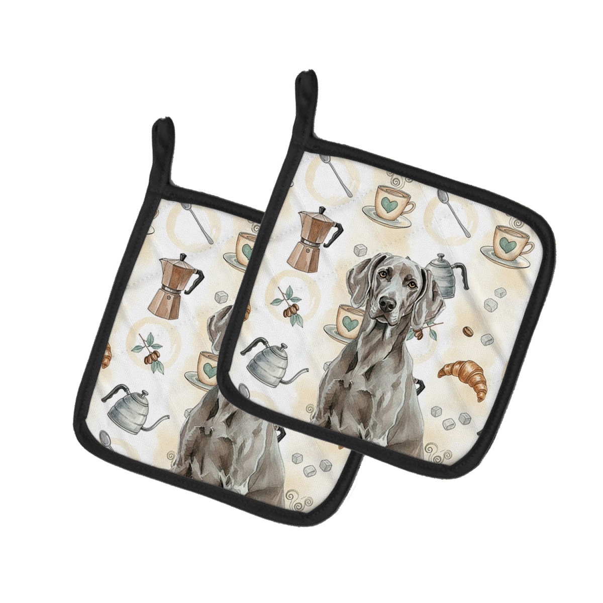 Picture of Carolines Treasures WDK7647PTHD 7.5 x 7.5 in. Weimaraner Coffee Bar Pair of Pot Holders