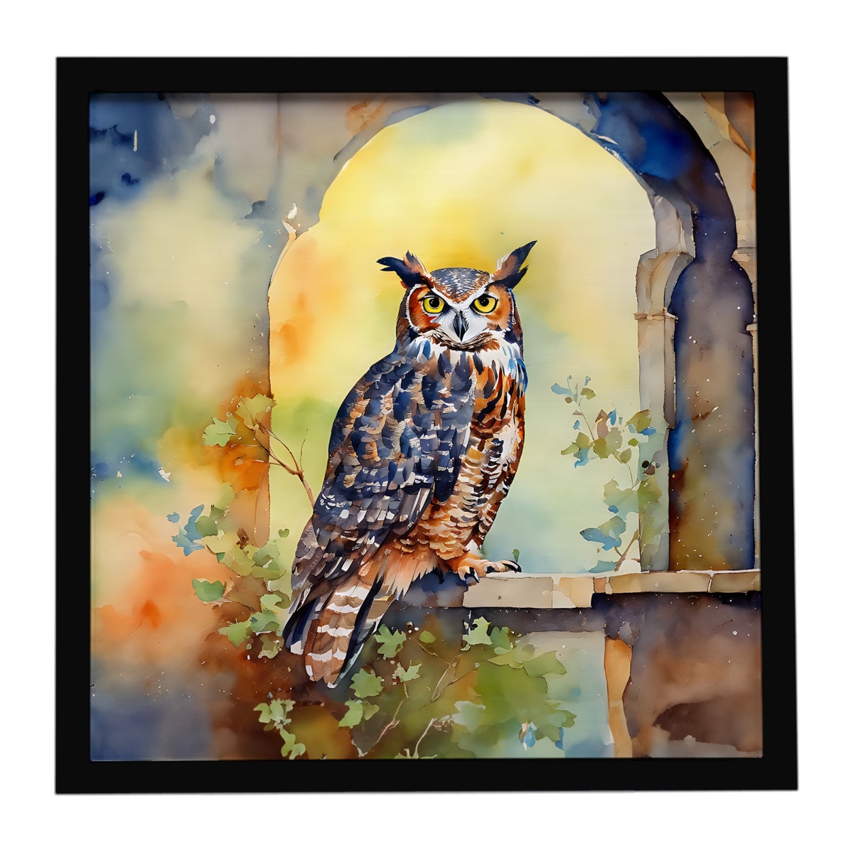 DAC3226MFP88 8 x 8 in. Great Horned Owl Framed Metal Print