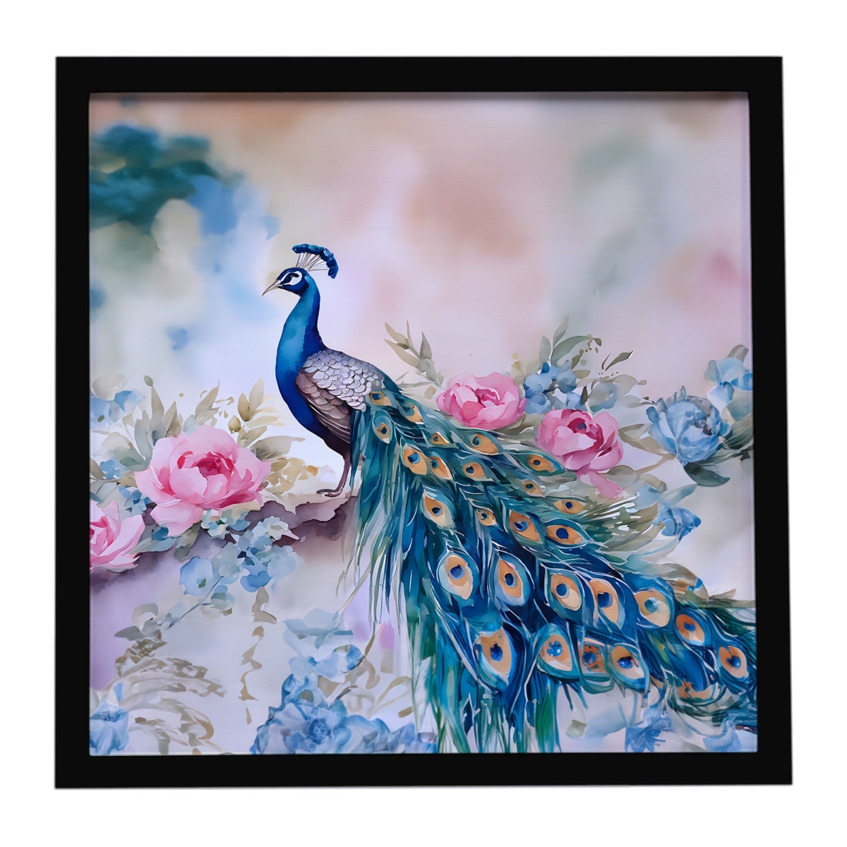 DAC3251MFP88 8 x 8 in. Peacock Framed Metal Print