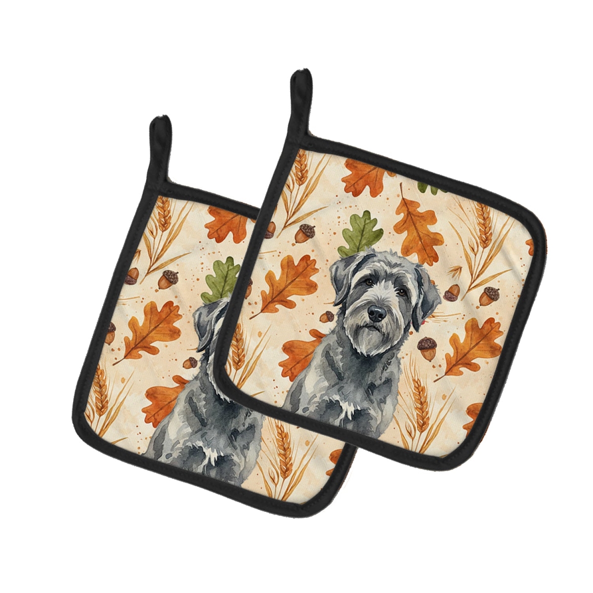 Picture of Carolines Treasures WDK7735PTHD 7.5 x 7.5 in. Gray Bouvier des Flandres Heirloom Fall Pair of Pot Holders