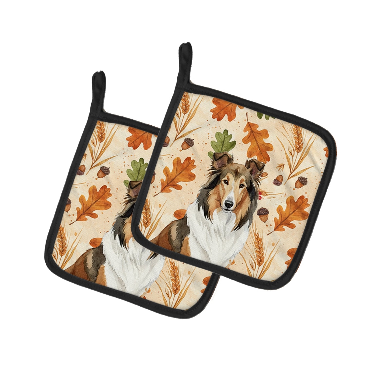 Picture of Carolines Treasures WDK7786PTHD 7.5 x 7.5 in. Sable Collie Heirloom Fall Pair of Pot Holders