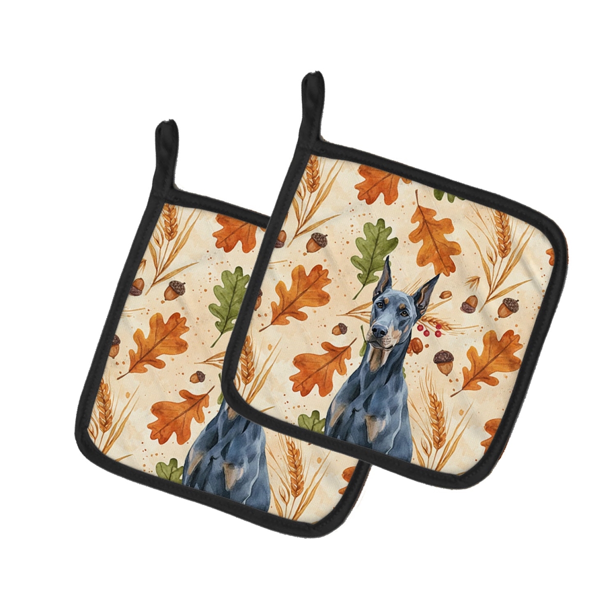 Picture of Carolines Treasures WDK7806PTHD 7.5 x 7.5 in. Blue Doberman Pinscher Heirloom Fall Pair of Pot Holders