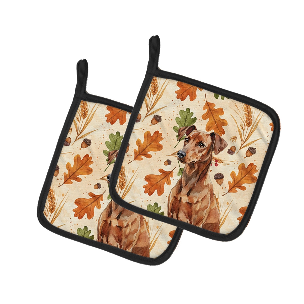 Picture of Carolines Treasures WDK7843PTHD 7.5 x 7.5 in. Red German Pinscher Heirloom Fall Pair of Pot Holders
