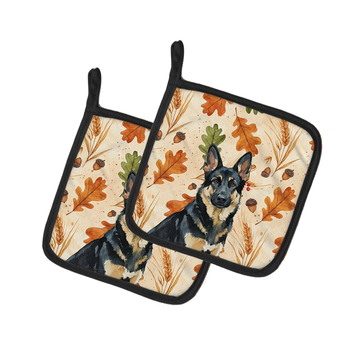 Picture of Carolines Treasures WDK7844PTHD 7.5 x 7.5 in. Black & Tan German Shepherd Heirloom Fall Pair of Pot Holders