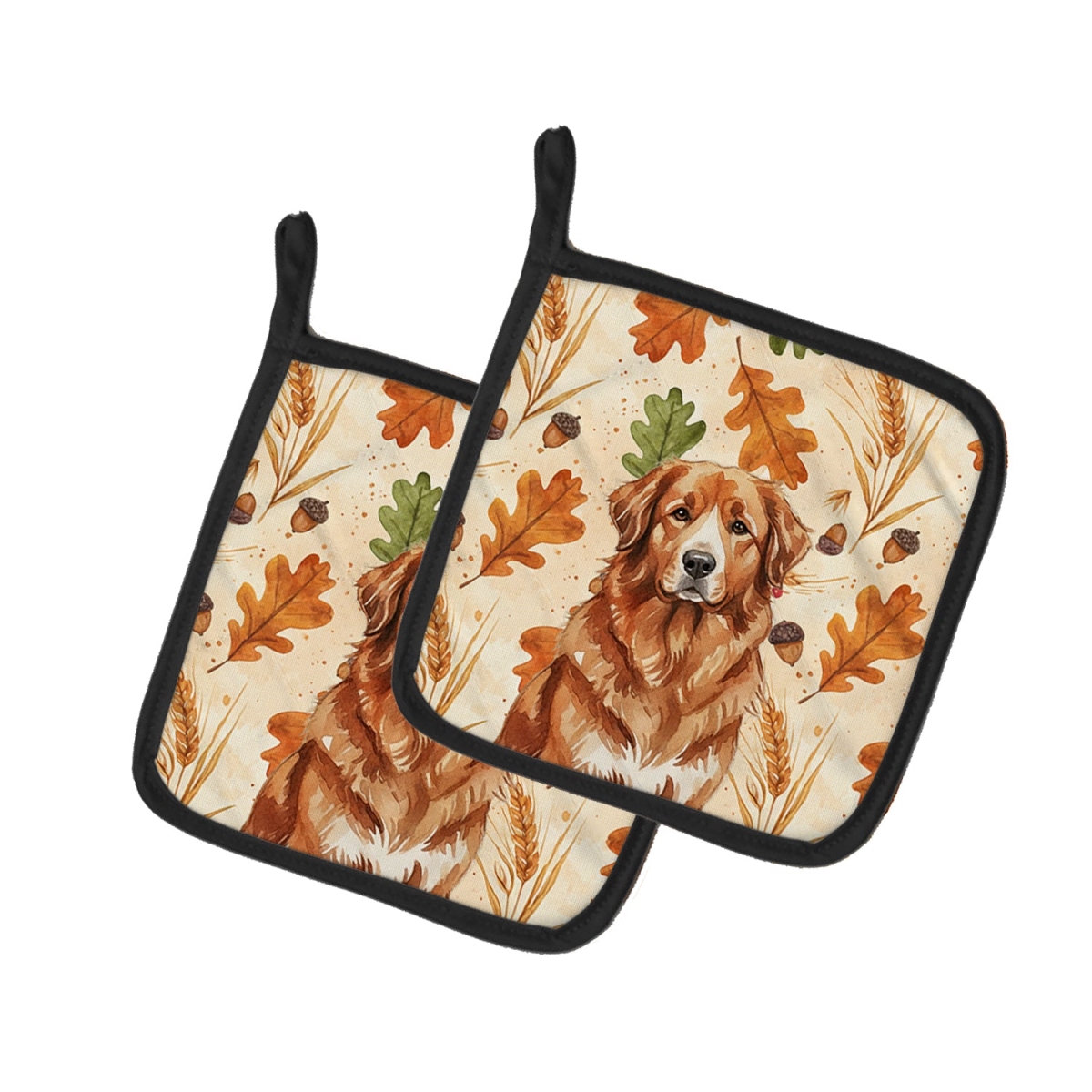 Picture of Carolines Treasures WDK7857PTHD 7.5 x 7.5 in. Reddish Brown Great Pyrenees Heirloom Fall Pair of Pot Holders