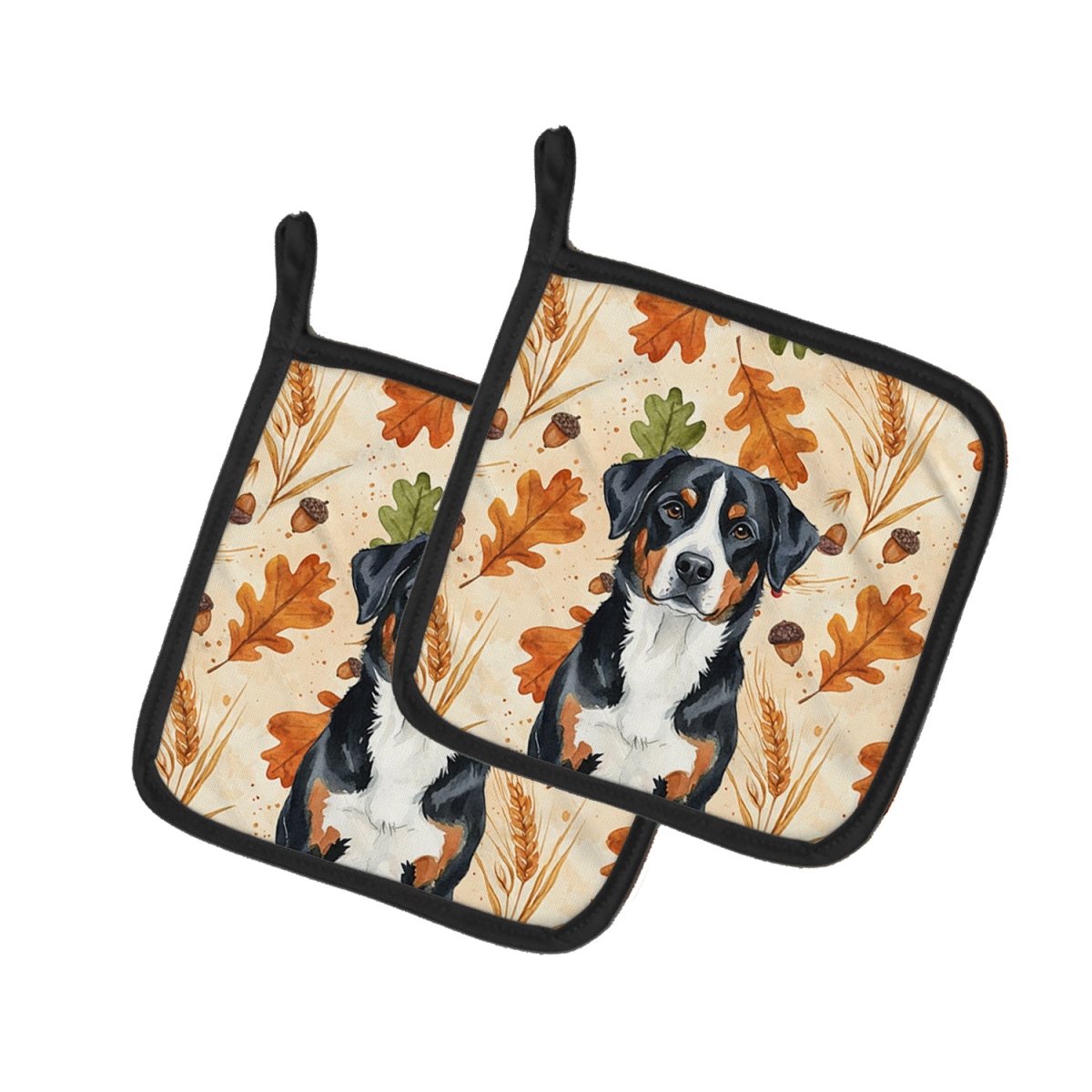 Picture of Carolines Treasures WDK7859PTHD 7.5 x 7.5 in. Greater Swiss Mountain Dog Heirloom Fall Pair of Pot Holders