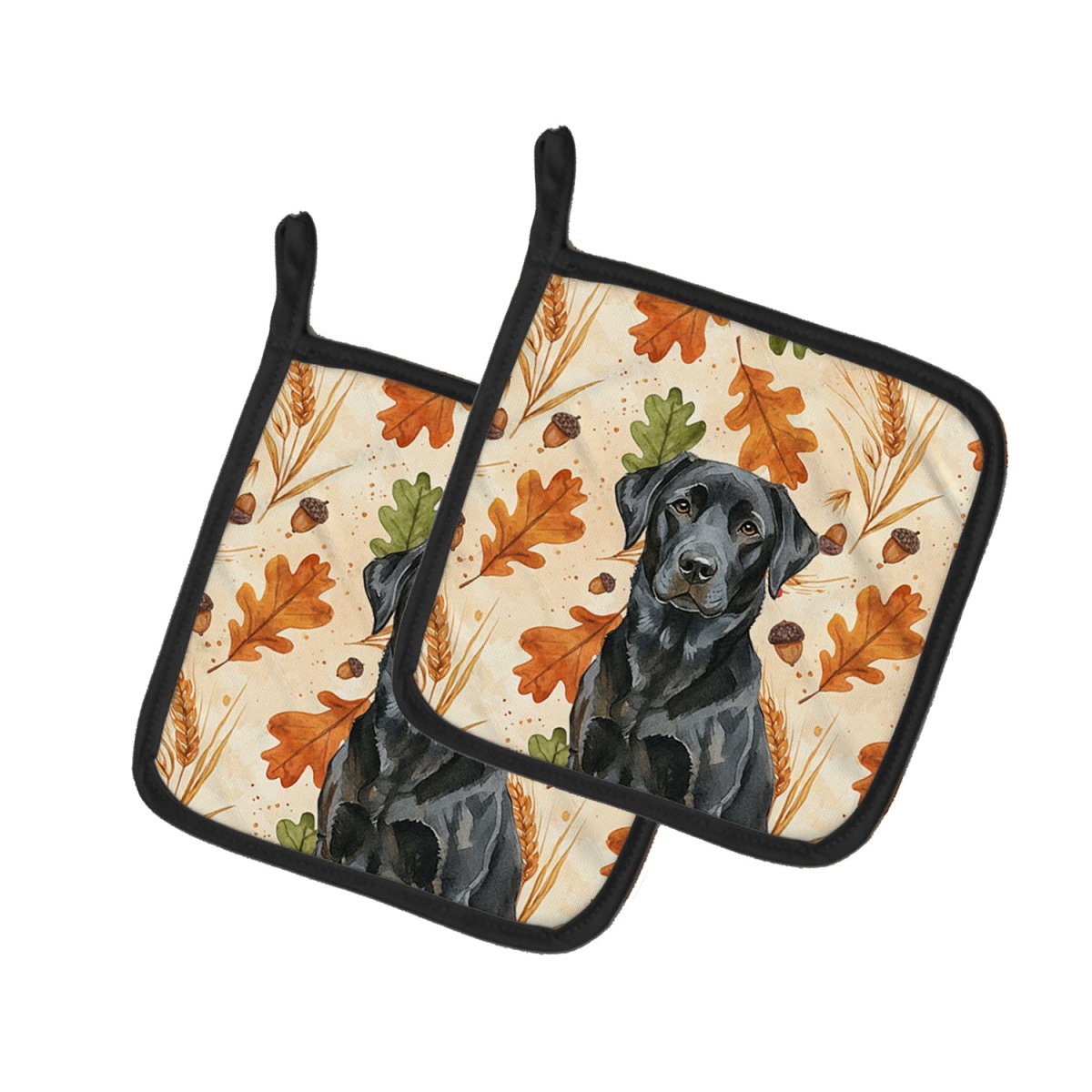 Picture of Carolines Treasures WDK7892PTHD 7.5 x 7.5 in. Black Labrador Retriever Heirloom Fall Pair of Pot Holders