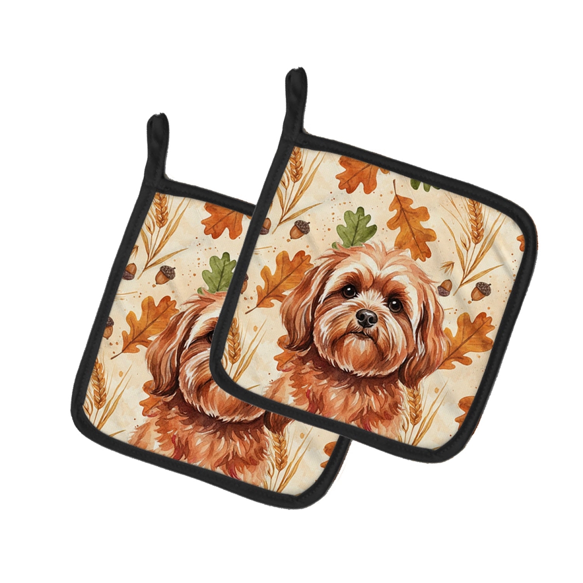 Picture of Carolines Treasures WDK7904PTHD 7.5 x 7.5 in. Red Lhasa Apso Heirloom Fall Pair of Pot Holders