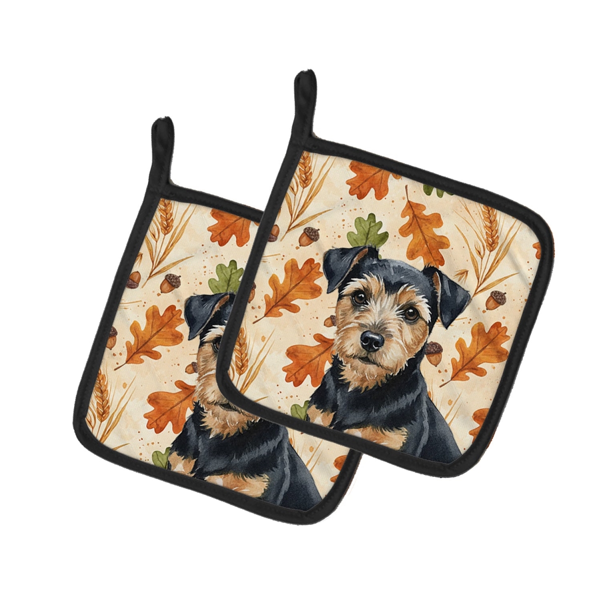 Picture of Carolines Treasures WDK7928PTHD 7.5 x 7.5 in. Black & Tan Norfolk Terrier Heirloom Fall Pair of Pot Holders