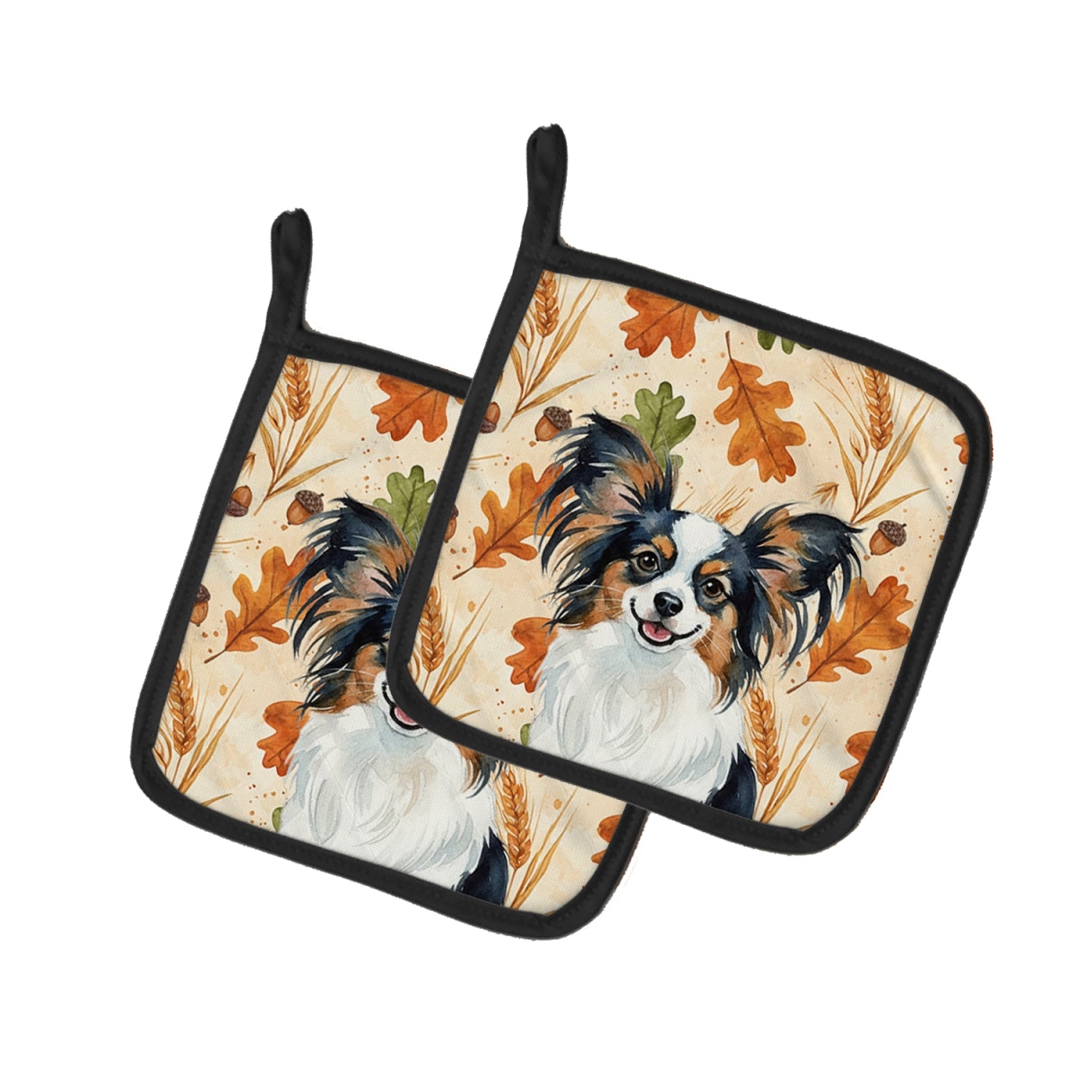 Picture of Carolines Treasures WDK7943PTHD 7.5 x 7.5 in. Tricolor Papillon Heirloom Fall Pair of Pot Holders