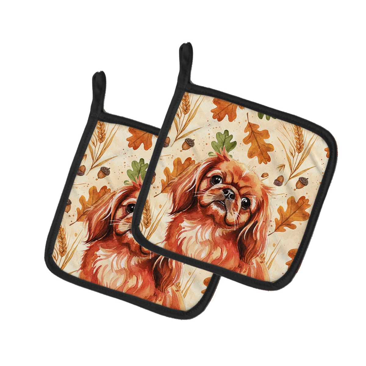Picture of Carolines Treasures WDK7951PTHD 7.5 x 7.5 in. Red Pekingese Heirloom Fall Pair of Pot Holders