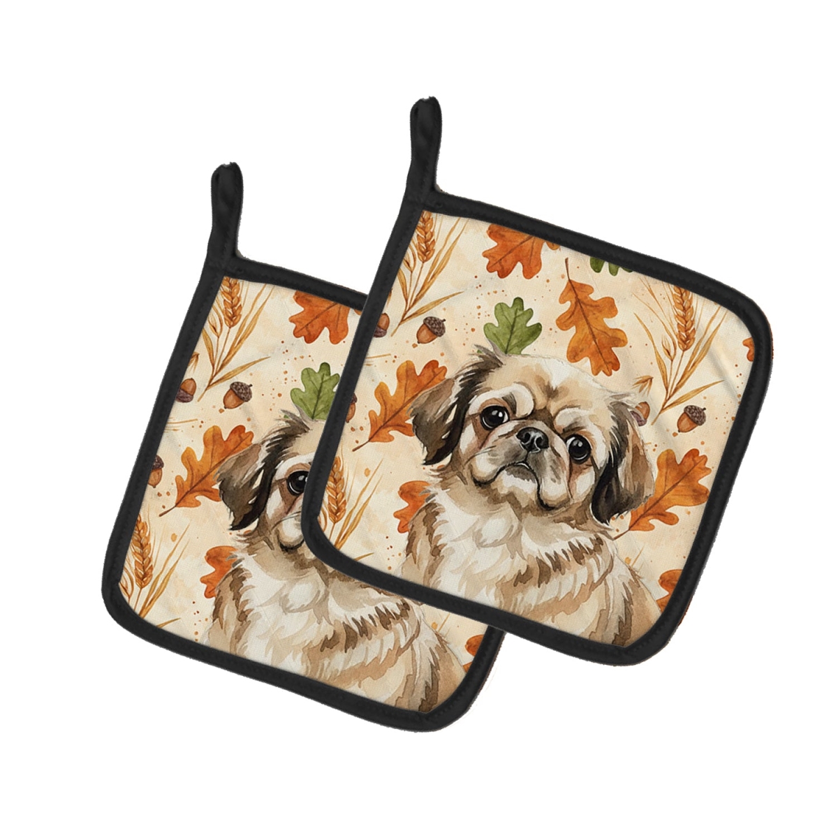 Picture of Carolines Treasures WDK7952PTHD 7.5 x 7.5 in. Sable Pekingese Heirloom Fall Pair of Pot Holders