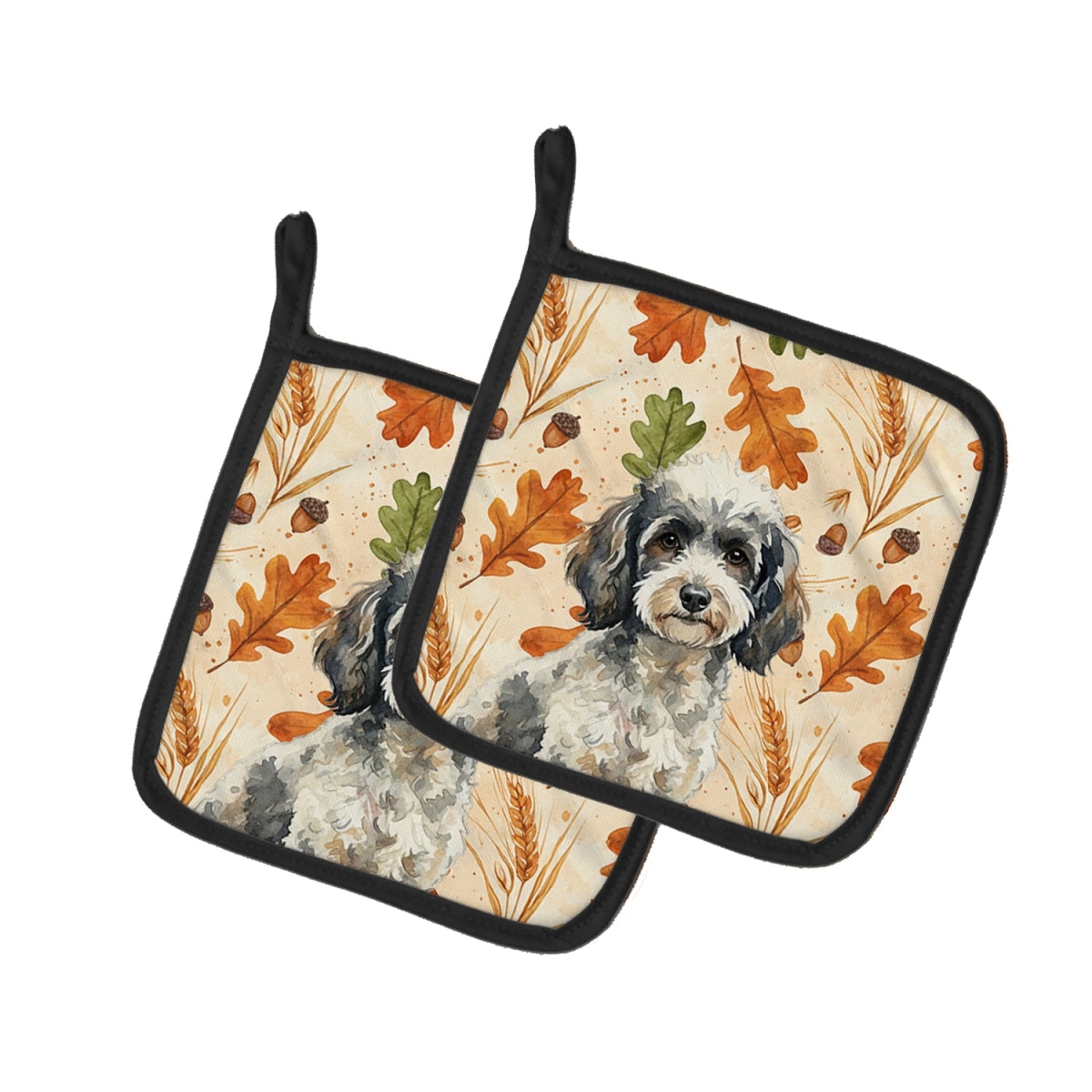 Picture of Carolines Treasures WDK7974PTHD 7.5 x 7.5 in. Toy Parti Poodle Heirloom Fall Pair of Pot Holders