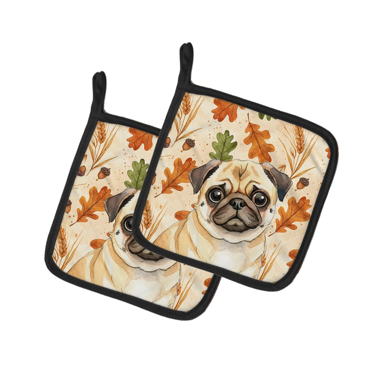 Picture of Carolines Treasures WDK7982PTHD 7.5 x 7.5 in. Fawn Pug Heirloom Fall Pair of Pot Holders