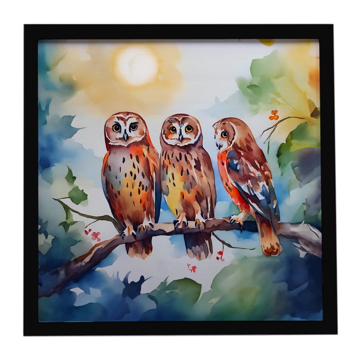DAC3247MFP88 8 x 8 in. Owls Framed Metal Print