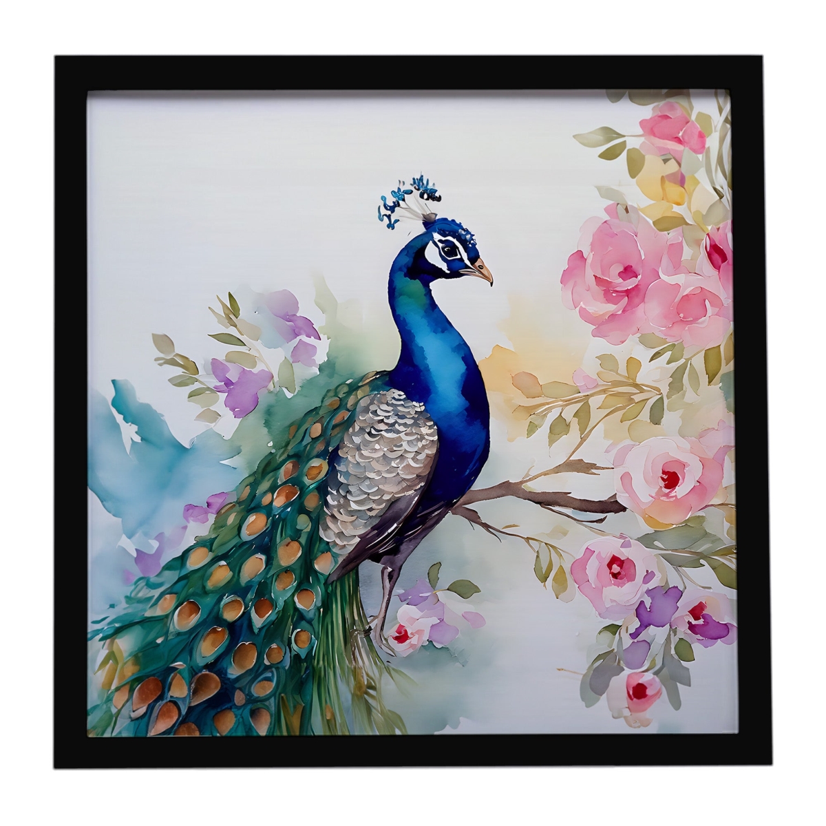 DAC3257MFP88 8 x 8 in. Peacock Framed Metal Print