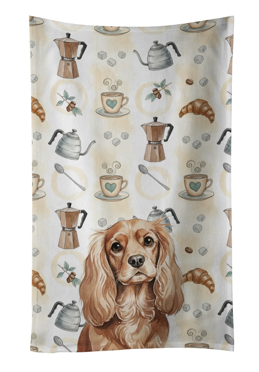 WDK7364KTWL 25 x 15 in. Ruby Cavalier Spaniel Coffee Bar Kitchen Towel