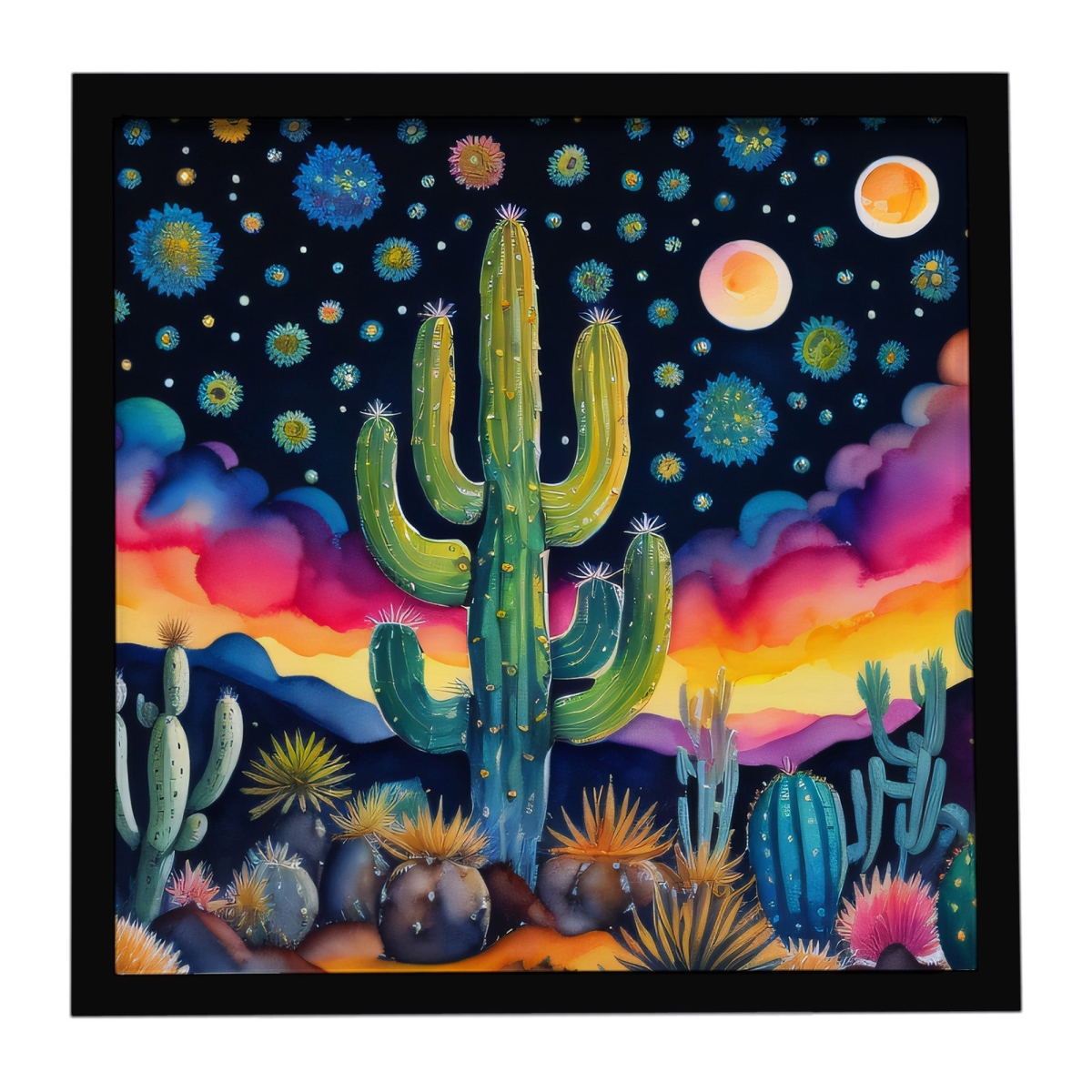 DAC1455MFP88 8 x 8 in. Queen of the Night Cactus in Color Framed Metal Print