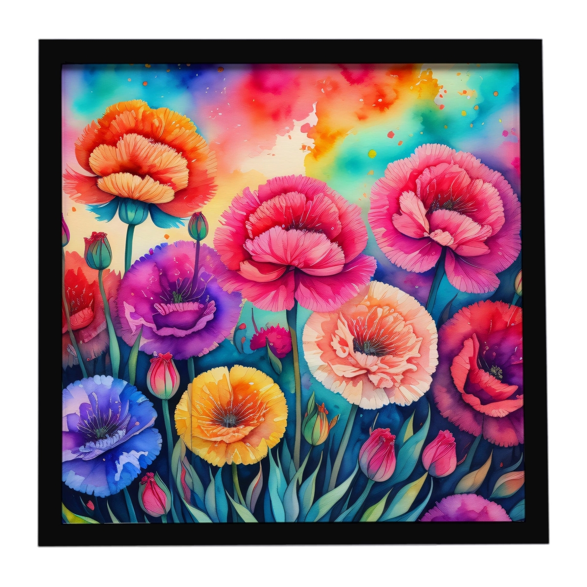 DAC1940MFP88 8 x 8 in. Colorful Carnations Framed Metal Print