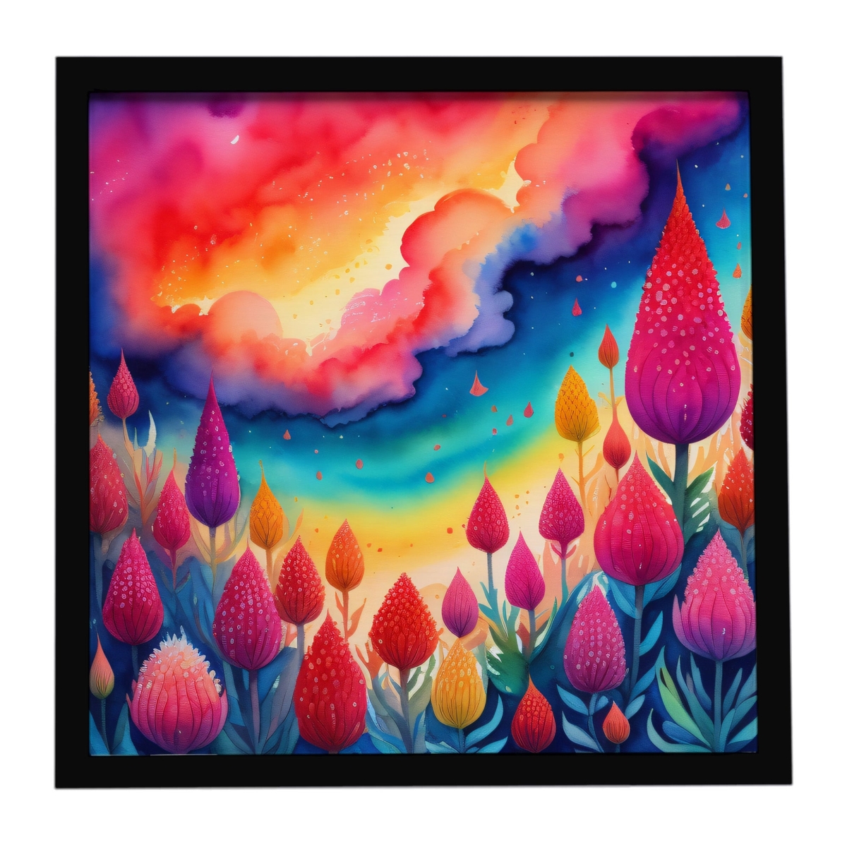 DAC1941MFP88 8 x 8 in. Colorful Celosia Framed Metal Print