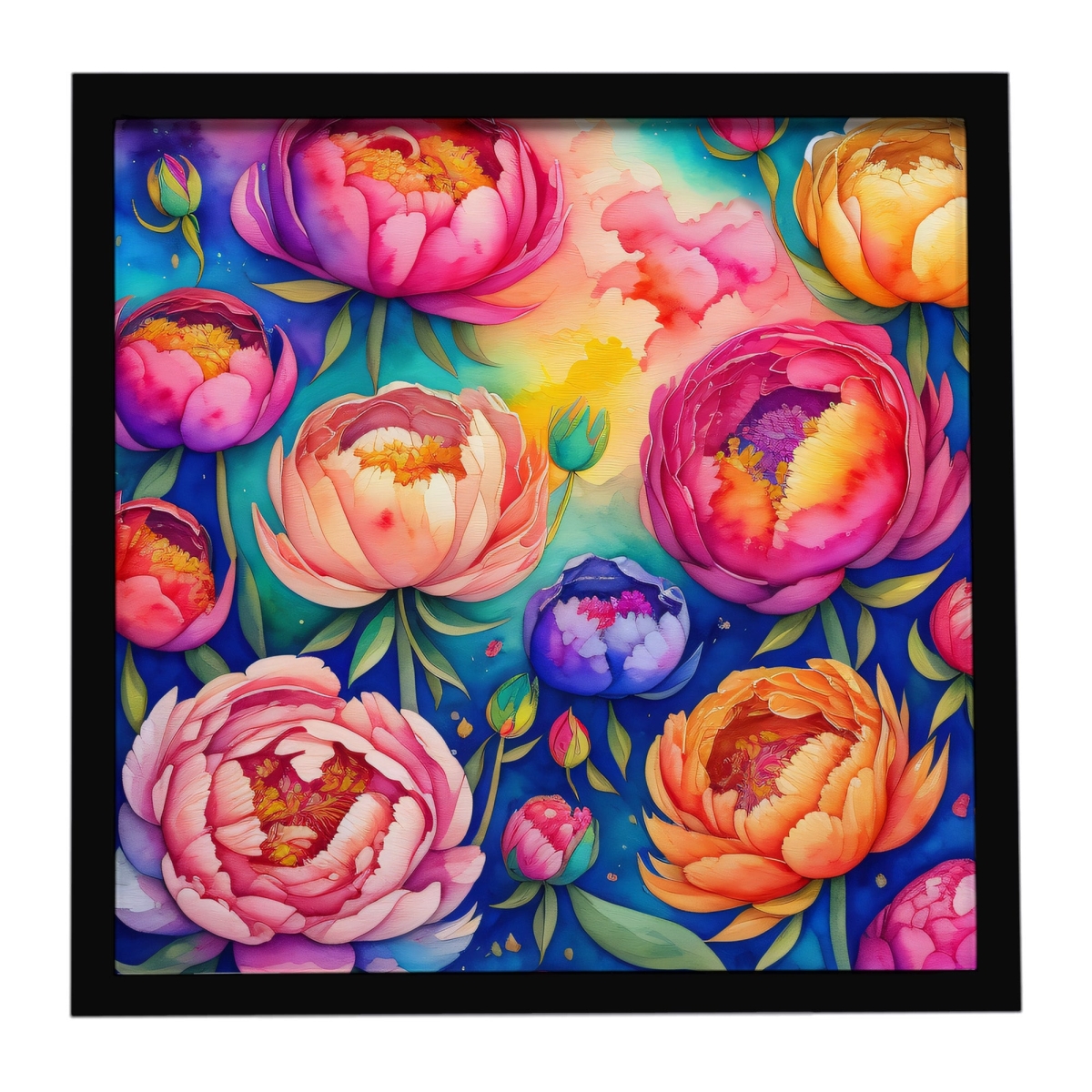 DAC1981MFP88 8 x 8 in. Colorful Peonies Framed Metal Print