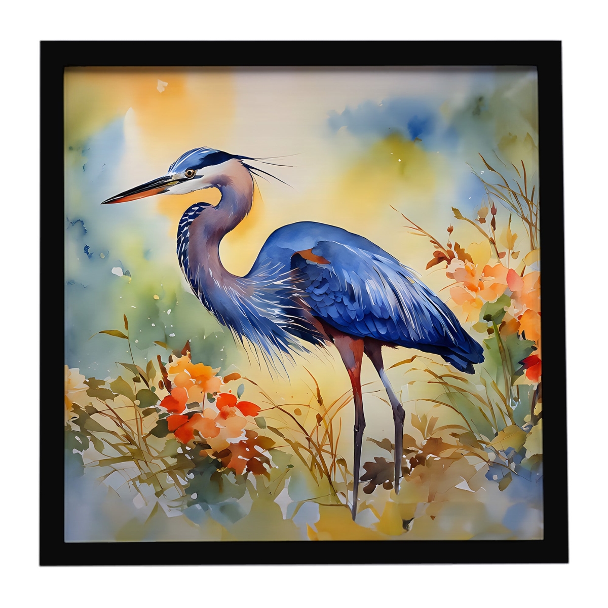 DAC2846MFP88 8 x 8 in. Blue Heron Framed Metal Print