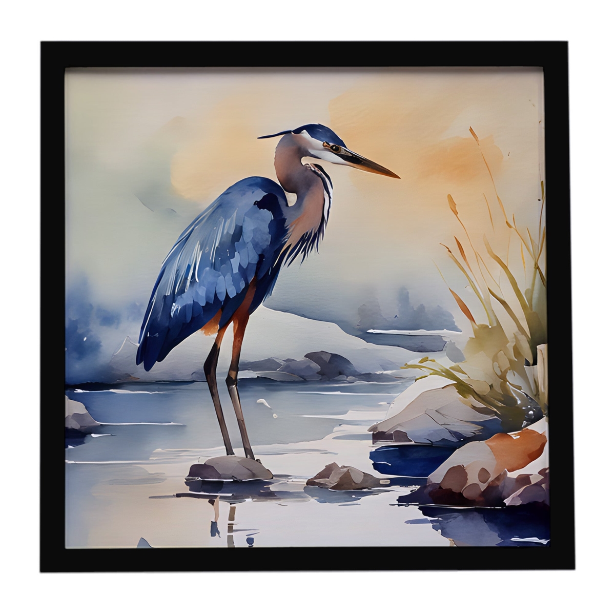 DAC2850MFP88 8 x 8 in. Blue Heron Framed Metal Print