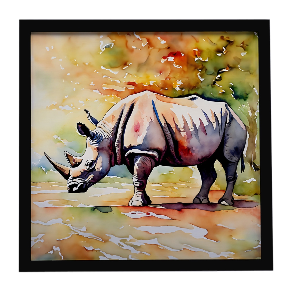 DAC2980MFP88 8 x 8 in. Rhinoceros Framed Metal Print