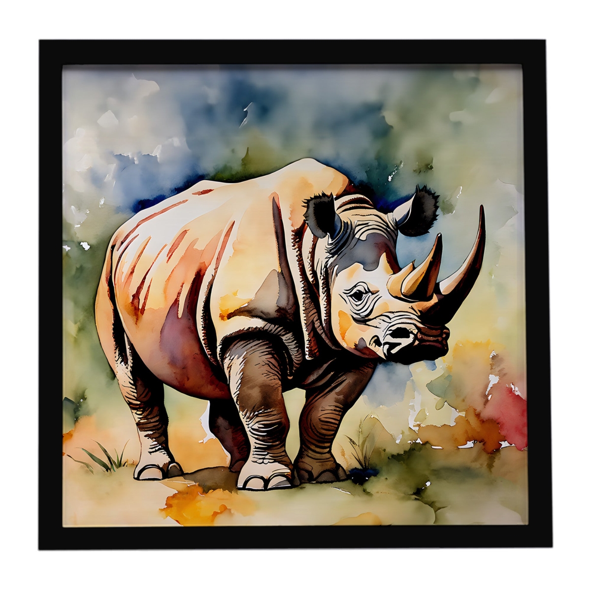 DAC2984MFP88 8 x 8 in. Rhinoceros Framed Metal Print