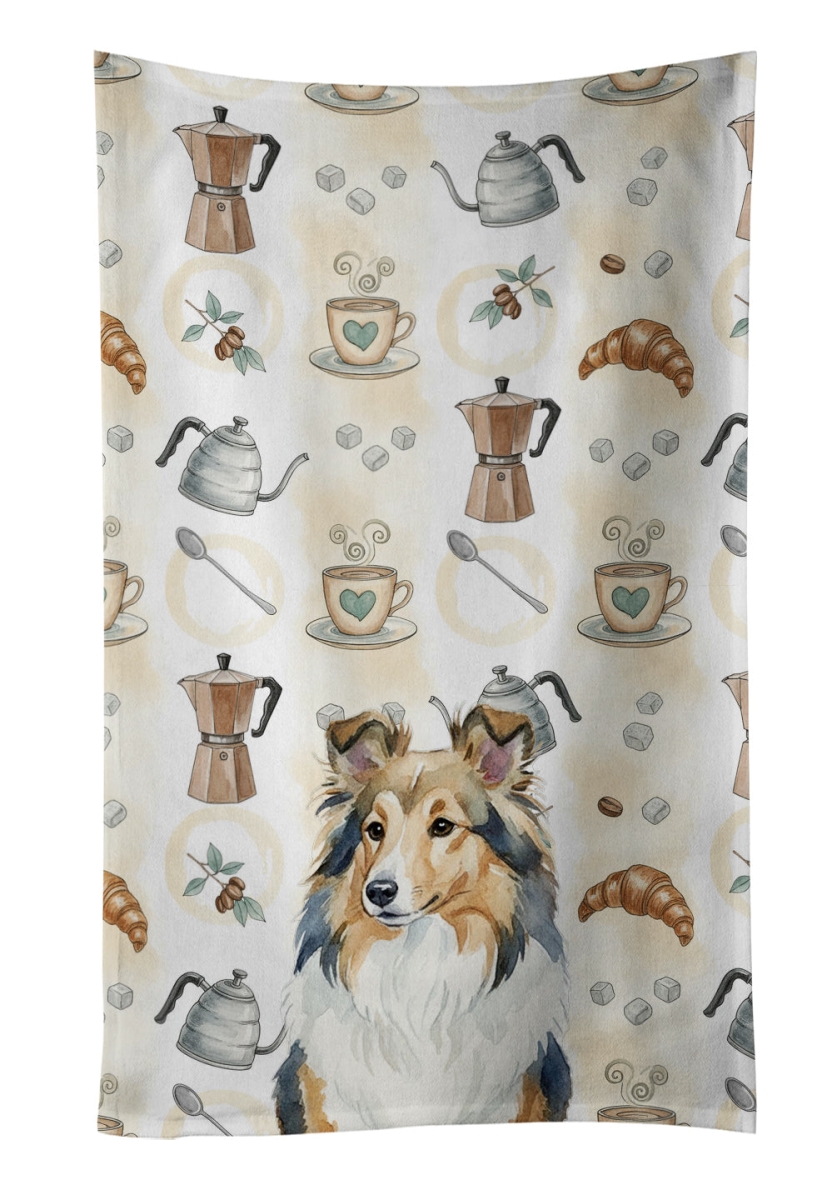 WDK7612KTWL 25 x 15 in. Sable Sheltie Coffee Bar Kitchen Towel