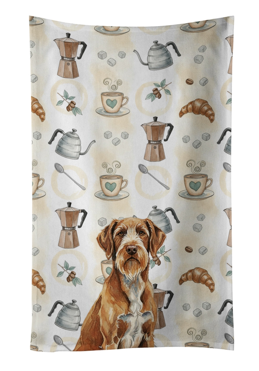 WDK7658KTWL 25 x 15 in. Wirehaired Pointing Griffon Coffee Bar Kitchen Towel