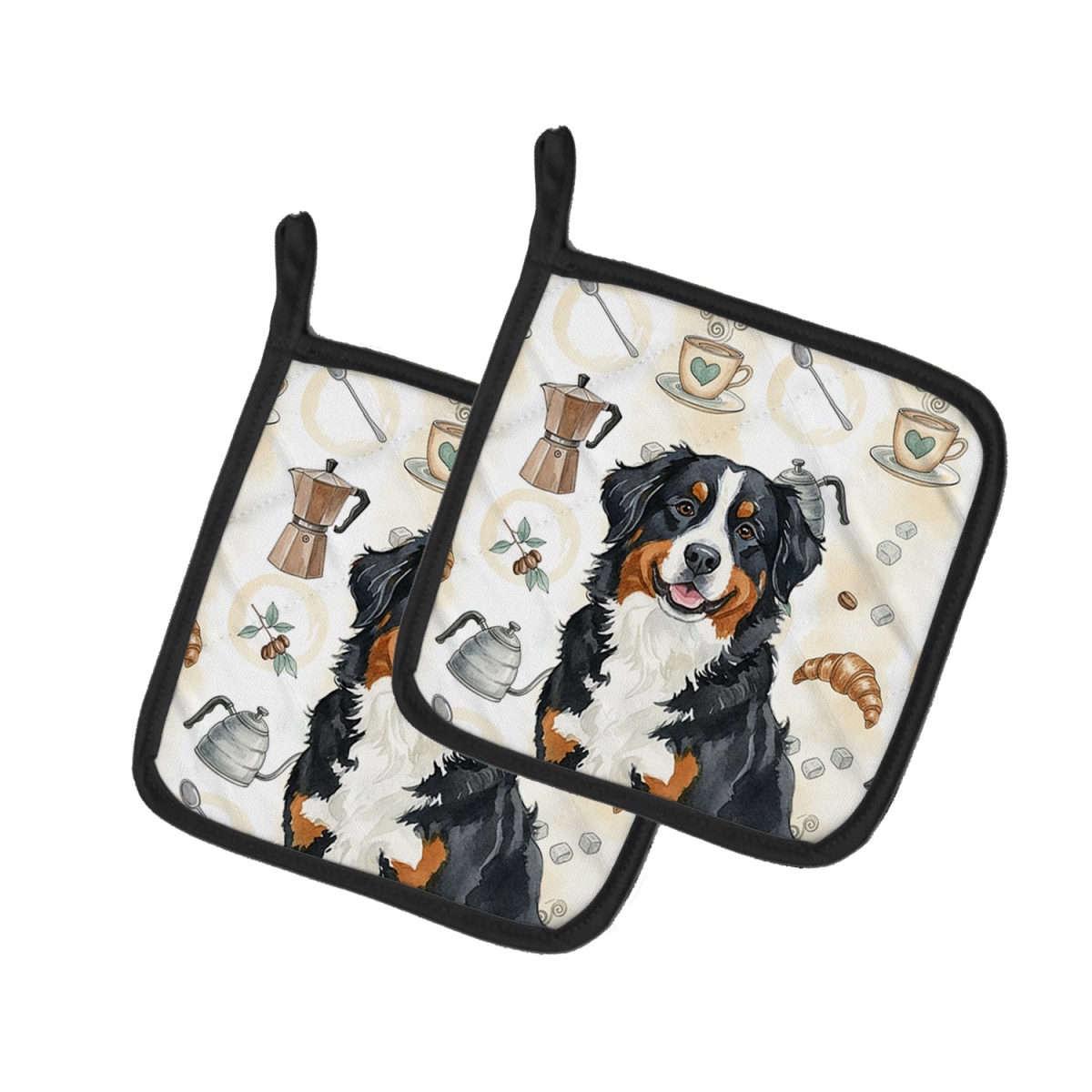 Picture of Carolines Treasures WDK7313PTHD 7.5 x 7.5 in. Bernese Mountain Dog Coffee Bar Pair of Pot Holders