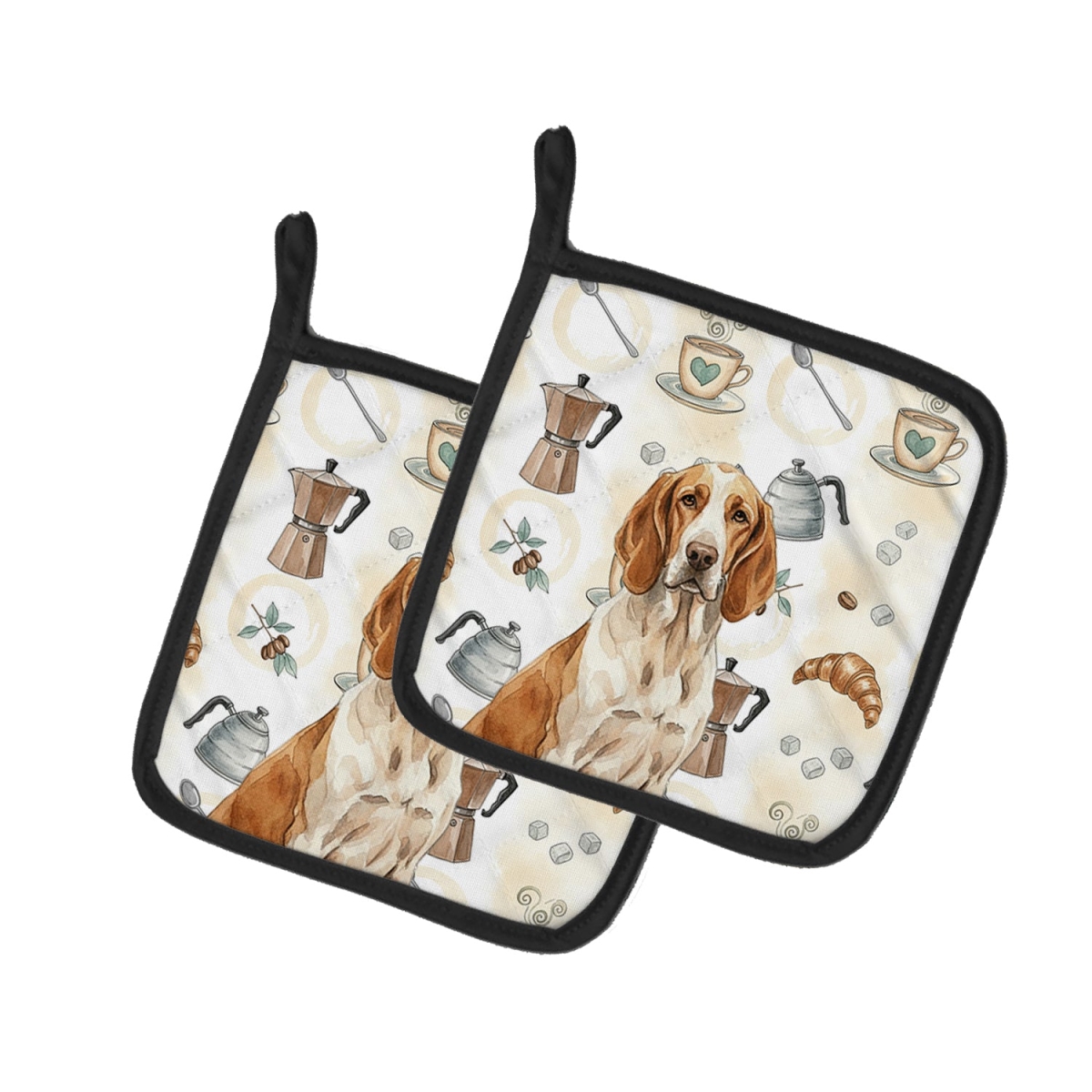 Picture of Carolines Treasures WDK7339PTHD 7.5 x 7.5 in. Bracco Italiano Coffee Bar Pair of Pot Holders