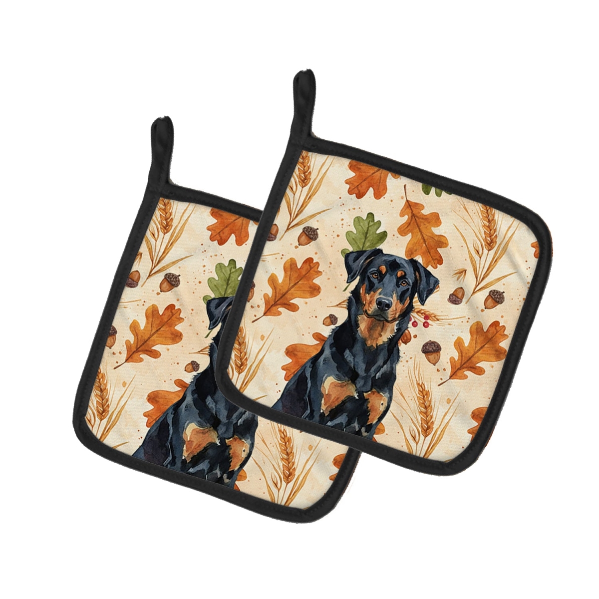 Picture of Carolines Treasures WDK7706PTHD 7.5 x 7.5 in. Beauceron Heirloom Fall Pair of Pot Holders