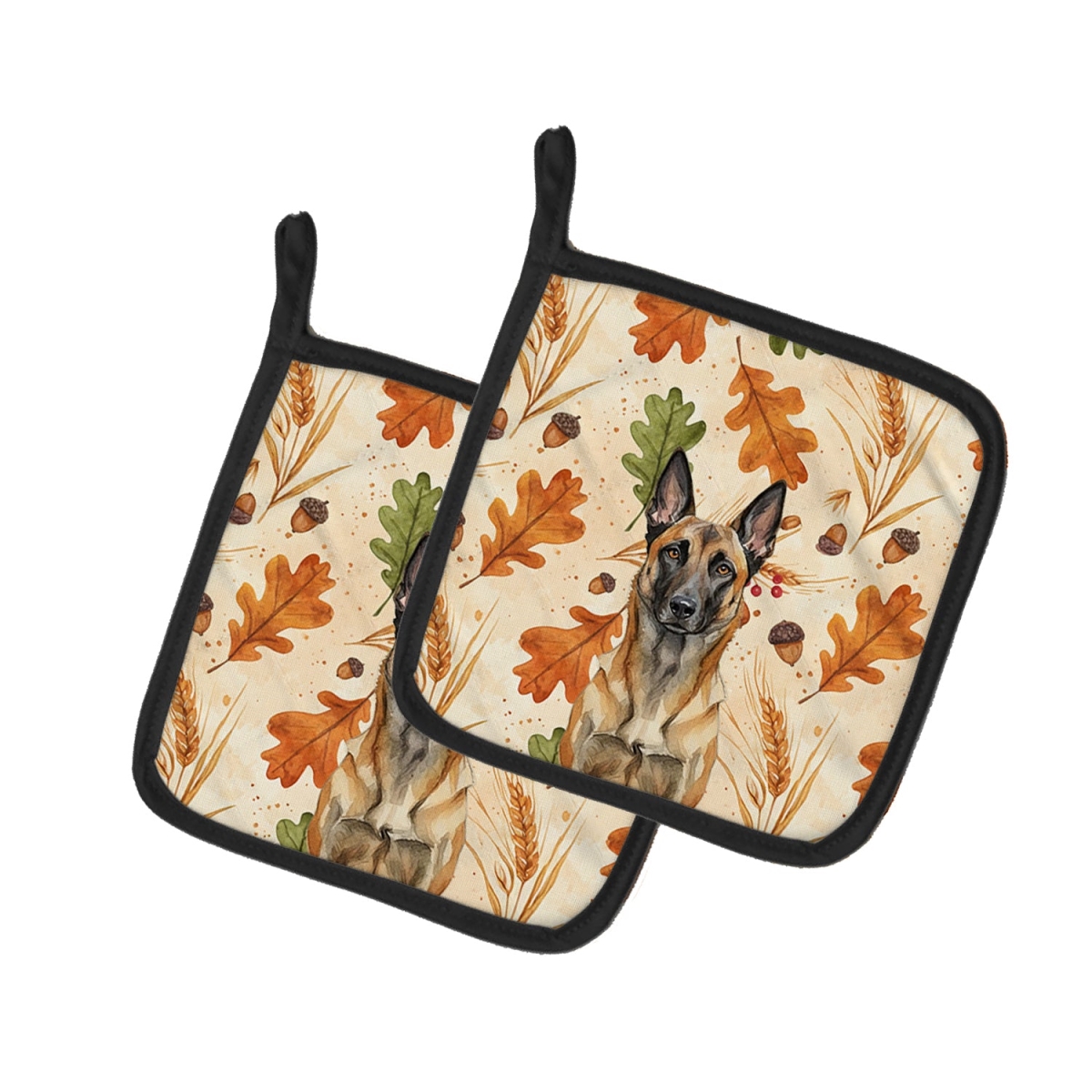 Picture of Carolines Treasures WDK7708PTHD 7.5 x 7.5 in. Belgian Malinois Heirloom Fall Pair of Pot Holders