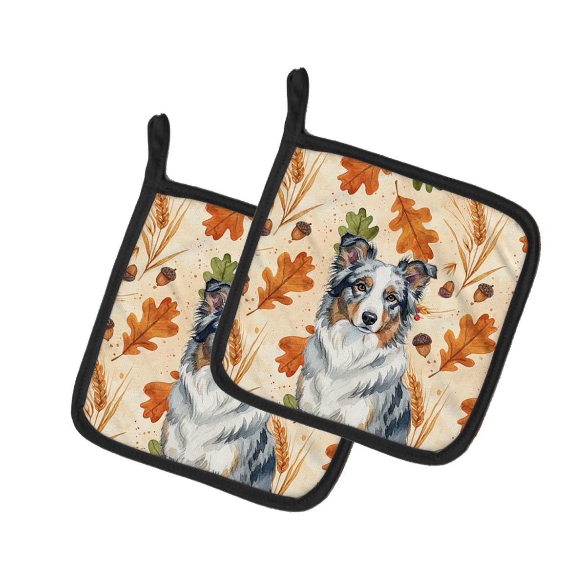 Picture of Carolines Treasures WDK7722PTHD 7.5 x 7.5 in. Border Collie Heirloom Fall Pair of Pot Holders