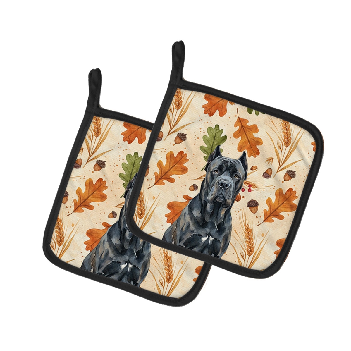 Picture of Carolines Treasures WDK7757PTHD 7.5 x 7.5 in. Cane Corso Heirloom Fall Pair of Pot Holders