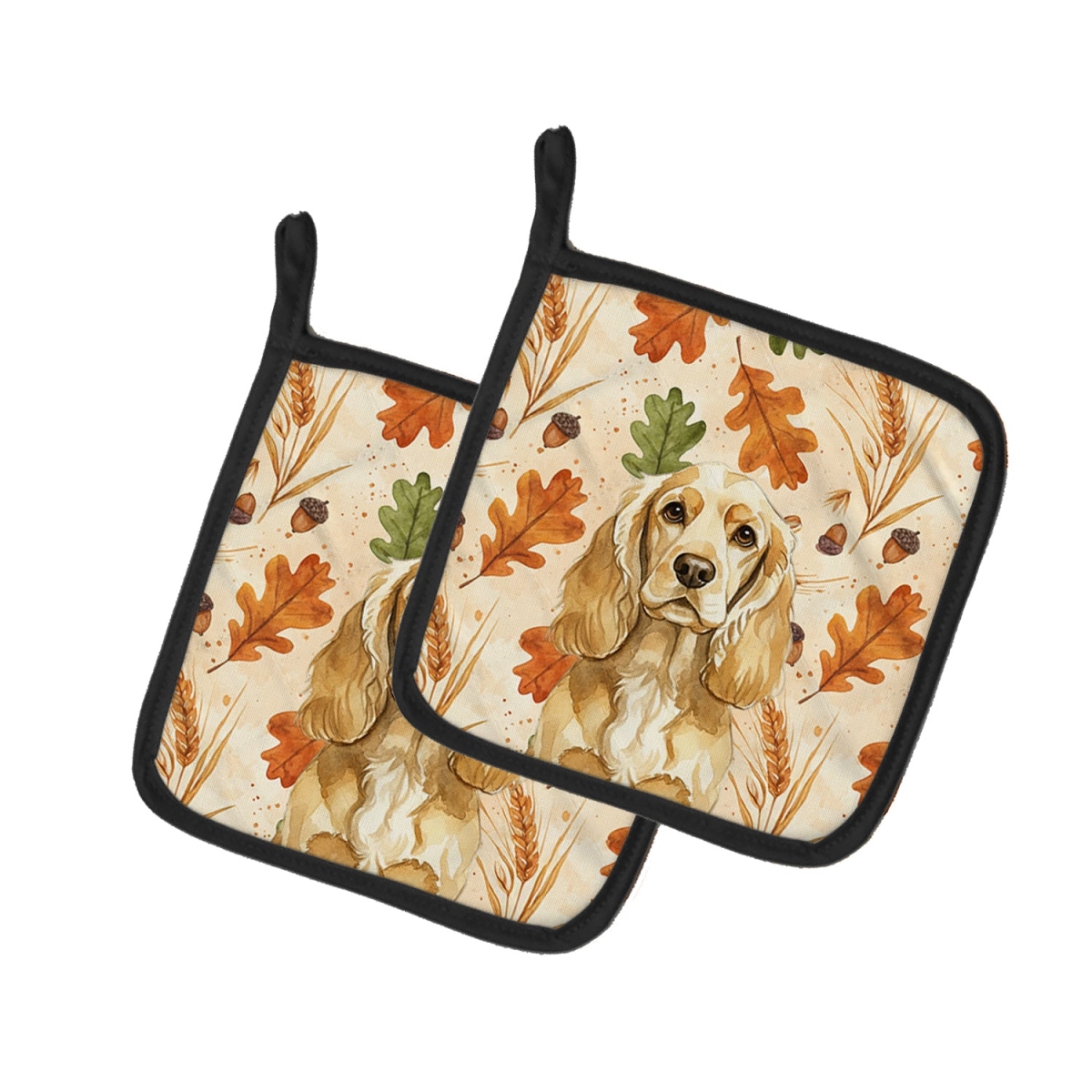 Picture of Carolines Treasures WDK7782PTHD 7.5 x 7.5 in. Buff Cocker Spaniel Heirloom Fall Pair of Pot Holders