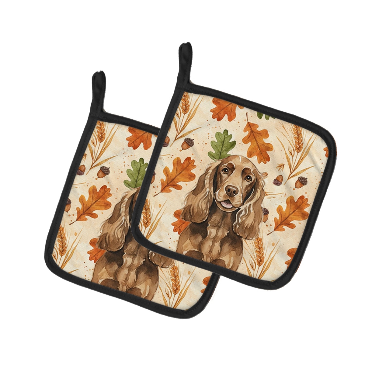 Picture of Carolines Treasures WDK7820PTHD 7.5 x 7.5 in. Liver English Cocker Spaniel Heirloom Fall Pair of Pot Holders