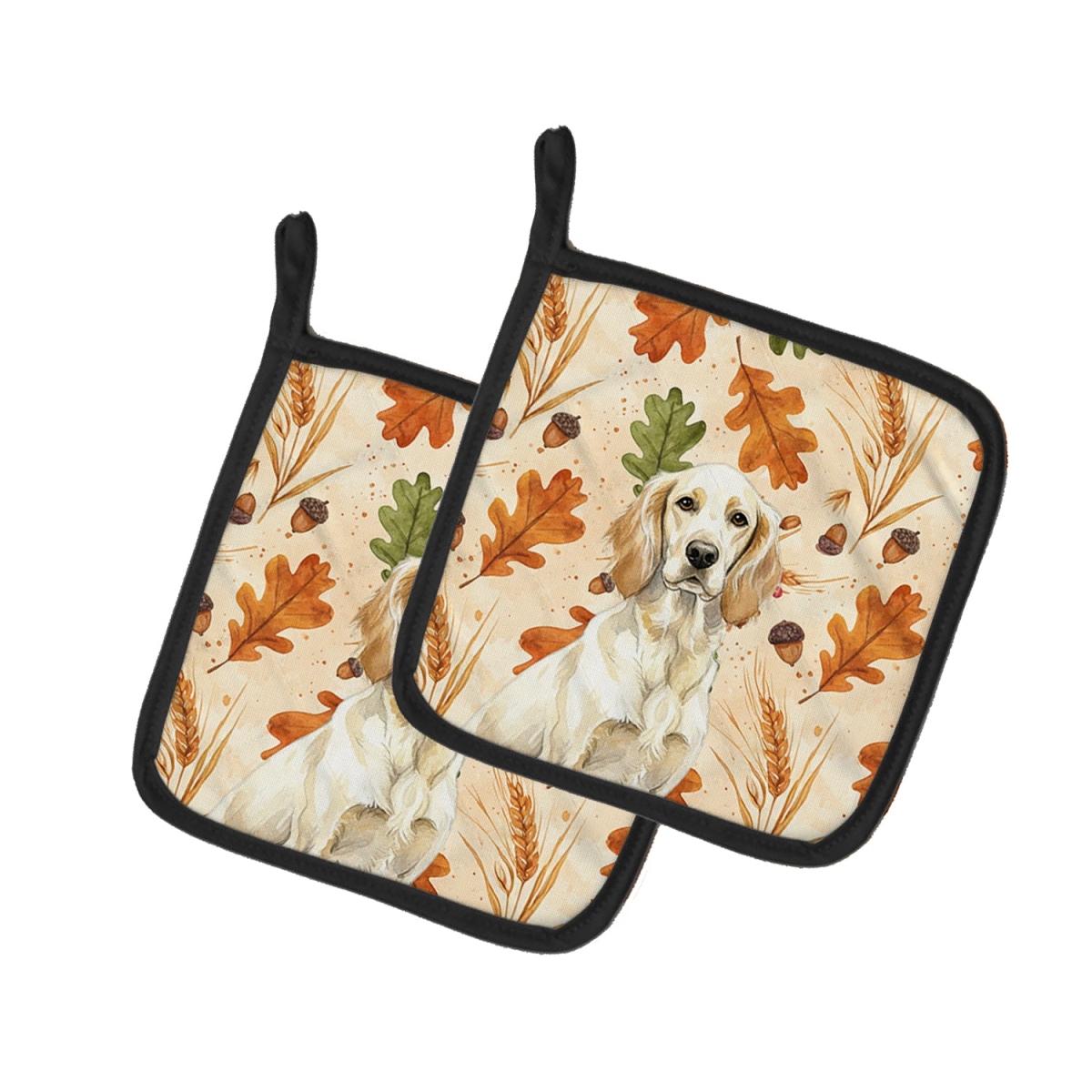 Picture of Carolines Treasures WDK7828PTHD 7.5 x 7.5 in. Lemon Belton English Setter Heirloom Fall Pair of Pot Holders