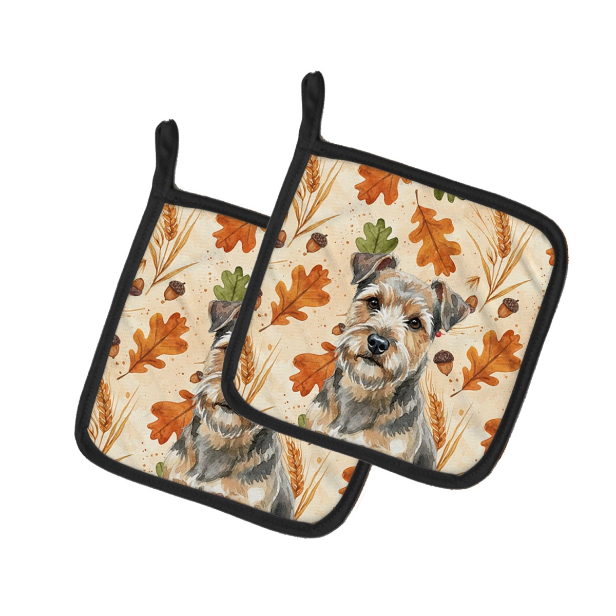 Picture of Carolines Treasures WDK7929PTHD 7.5 x 7.5 in. Grizzle & Tan Norfolk Terrier Heirloom Fall Pair of Pot Holders