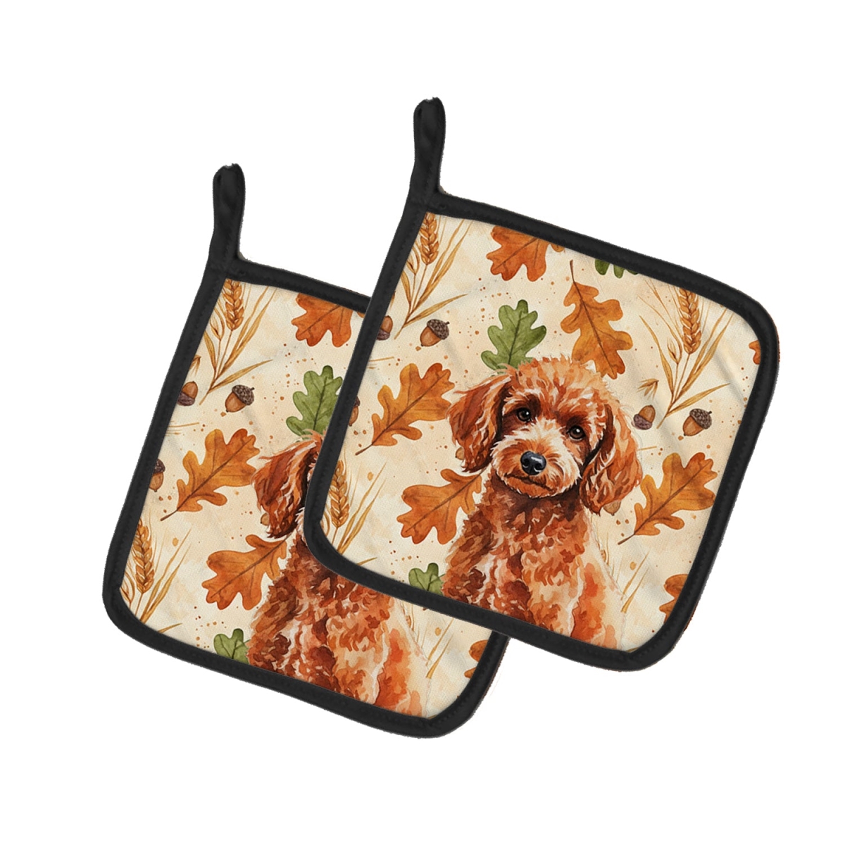 Picture of Carolines Treasures WDK7975PTHD 7.5 x 7.5 in. Toy Red Poodle Heirloom Fall Pair of Pot Holders