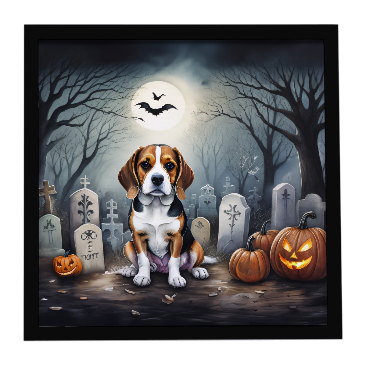 DAC2011MFP88 8 x 8 in. Beagle Spooky Halloween Framed Metal Print