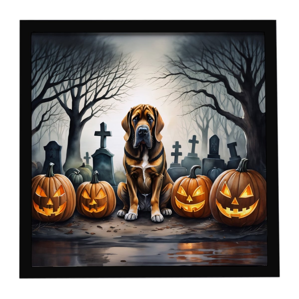 DAC2017MFP88 8 x 8 in. Bloodhound Spooky Halloween Framed Metal Print