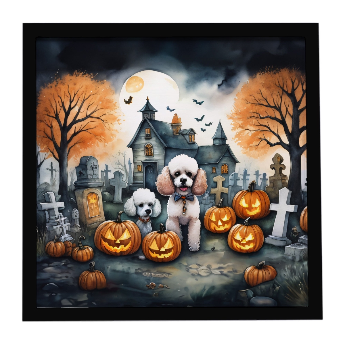 DAC2067MFP88 8 x 8 in. Poodle Spooky Halloween Framed Metal Print