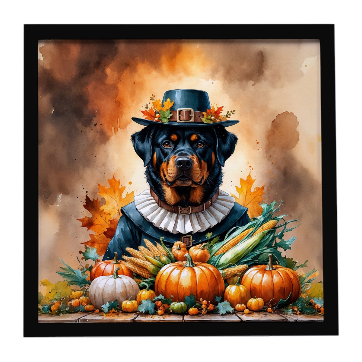 DAC8332MFP88 8 x 8 in. Rottweiler Thanksgiving Framed Metal Print