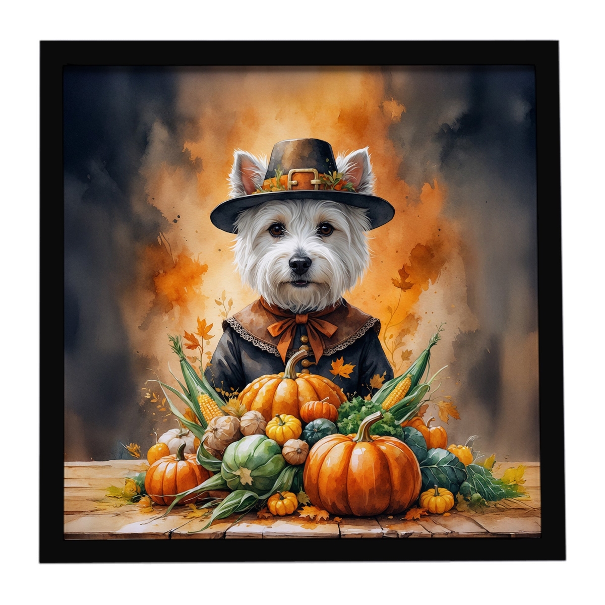DAC8336MFP88 8 x 8 in. Westie Thanksgiving Framed Metal Print