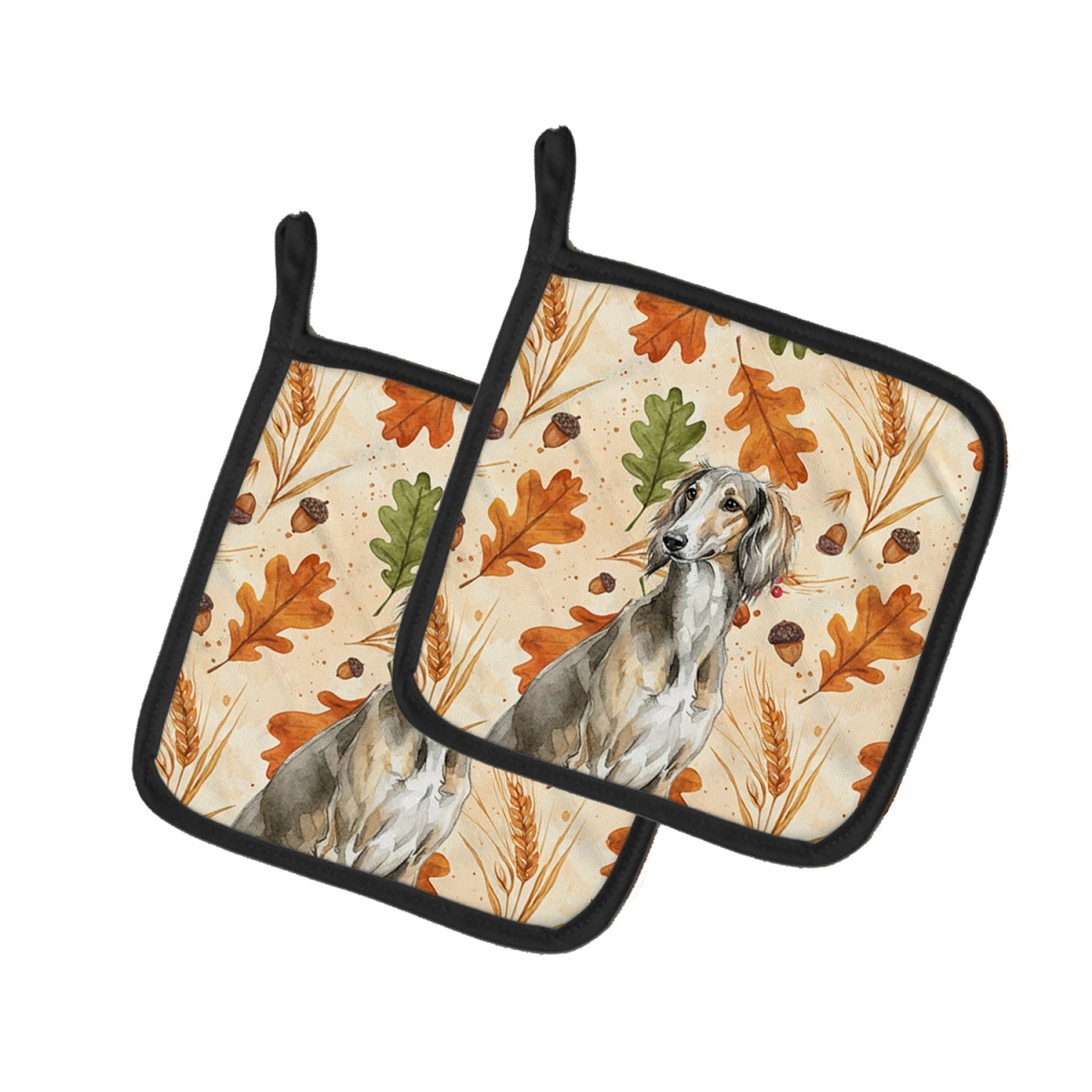 Picture of Carolines Treasures WDK7996PTHD 7.5 x 7.5 in. Grizzle Saluki Heirloom Fall Pair of Pot Holders